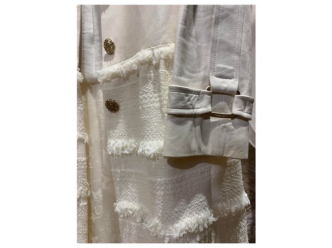 Chanel Gabardina de piel de cordero crema Crudo - vista 8