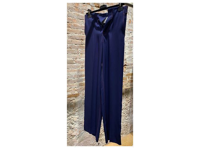 Calça perna larga Céline azul coral viscose - vista 2
