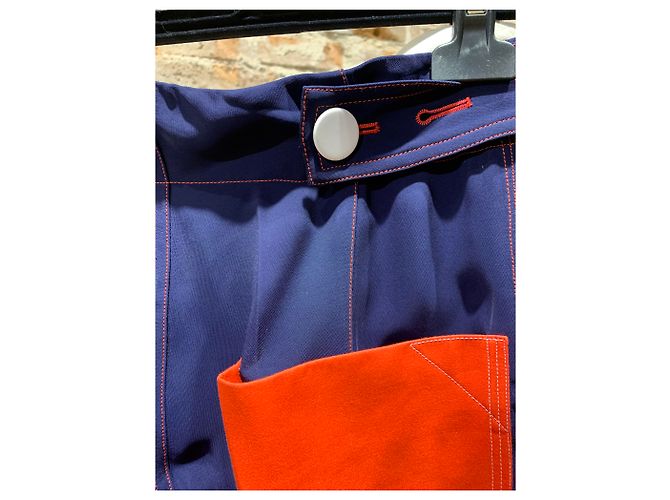 Calça perna larga Céline azul coral viscose - vista 6