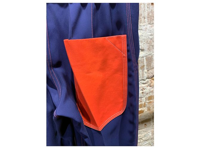 Calça perna larga Céline azul coral viscose - vista 7