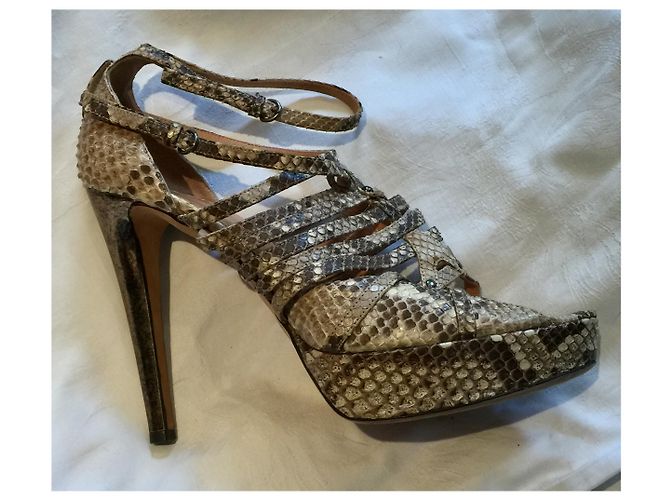Jean Paul Gaultier Python Sandalen mit Plateau Braun Beige Python drucken - Ansicht 5
