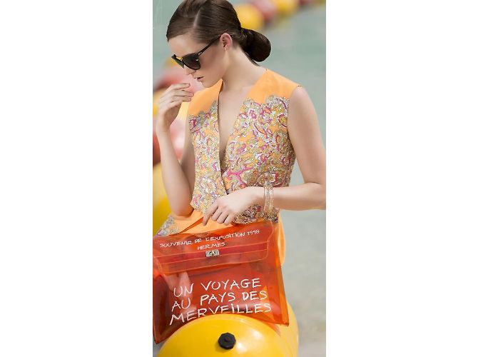 Hermès Ermete 1998 Souvenir D'exposition Clear Orange Kelly Arancione - vista 4