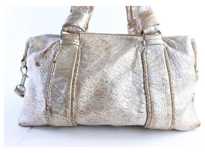 Cole Haan Pelle metallizzata invecchiata 2modo Boston Duffle Argento - vista 7