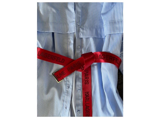 Vestido Karl Lagerfeld de algodón azul claro - vista 5
