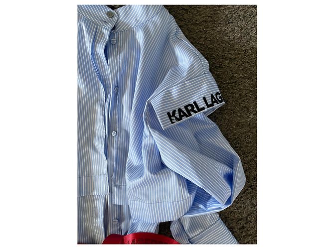 Vestido Karl Lagerfeld de algodón azul claro - vista 6