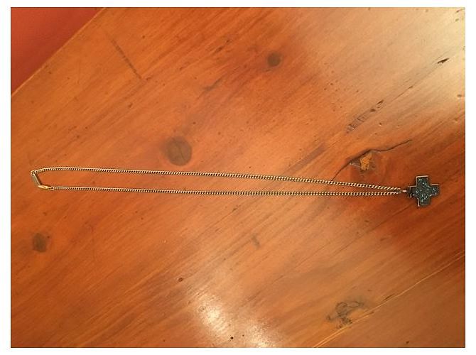 Collana Rebecca in acciaio con pendente a croce microstrass blu - vista 2