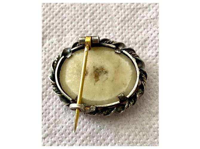 Vintage Spilla molto vecchia (Circa 1900)in argento sterling e la pietra di una fontana pietrificante - vista 2