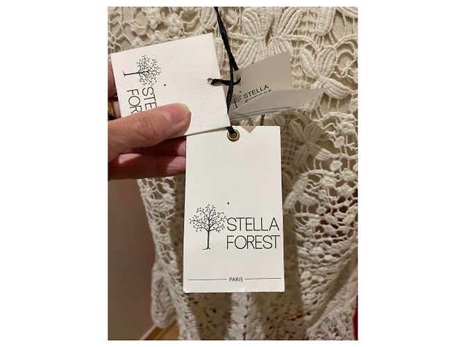 Stella Forest Túnica de Guipur de Algodón Blanco Roto - vista 3