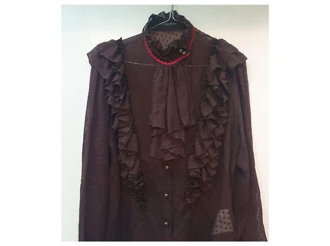 Etro camicia seta pois boho chic Marrone Rosso - vista 2
