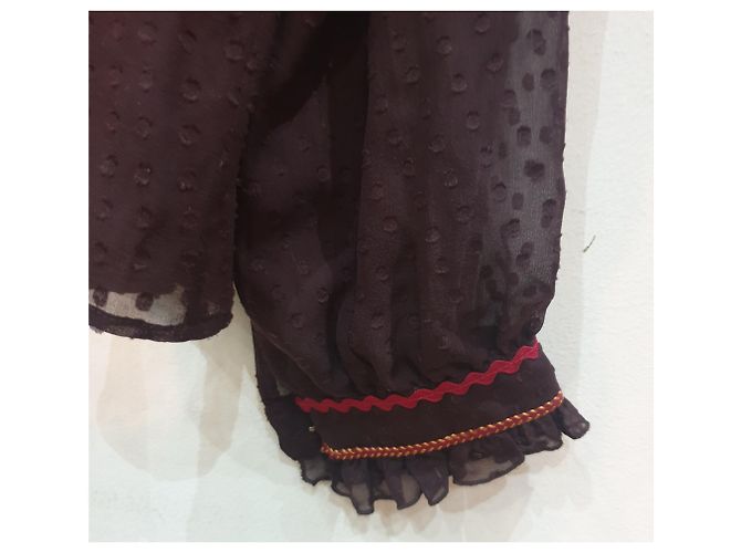 Etro camicia seta pois boho chic Marrone Rosso - vista 3