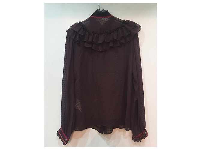 Etro camicia seta pois boho chic Marrone Rosso - vista 7