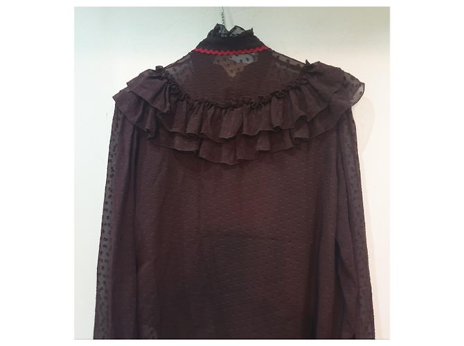 Etro camicia seta pois boho chic Marrone Rosso - vista 8
