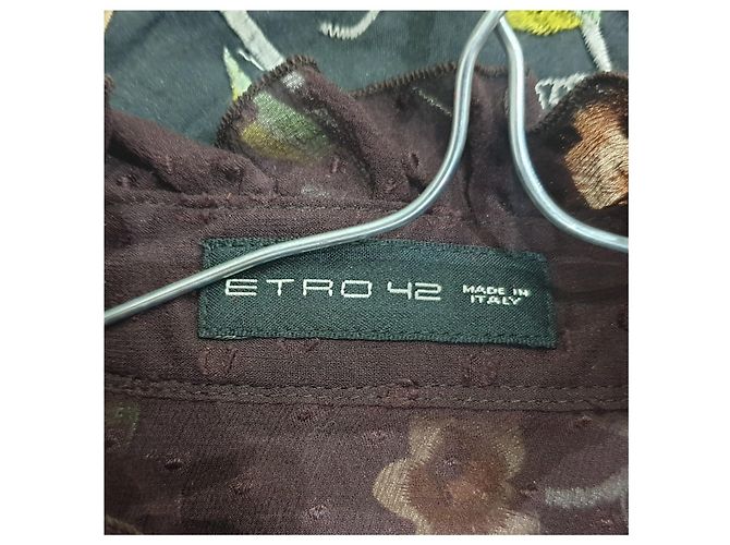 Etro camicia seta pois boho chic Marrone Rosso - vista 9