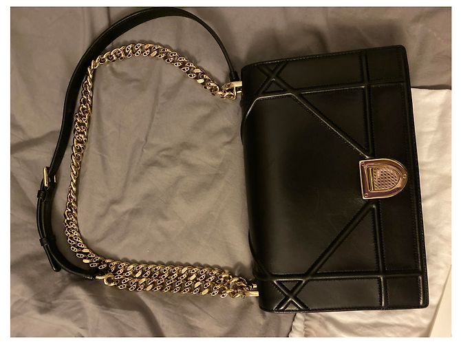 Borsa a mano Dior Diorama in pelle nera Nero - vista 3