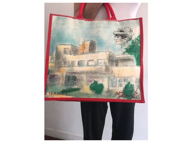 Chanel Sacolas Vermelho Bege - vista 11