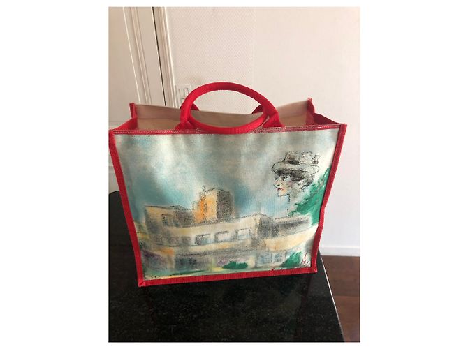 Chanel Sacolas Vermelho Bege - vista 5
