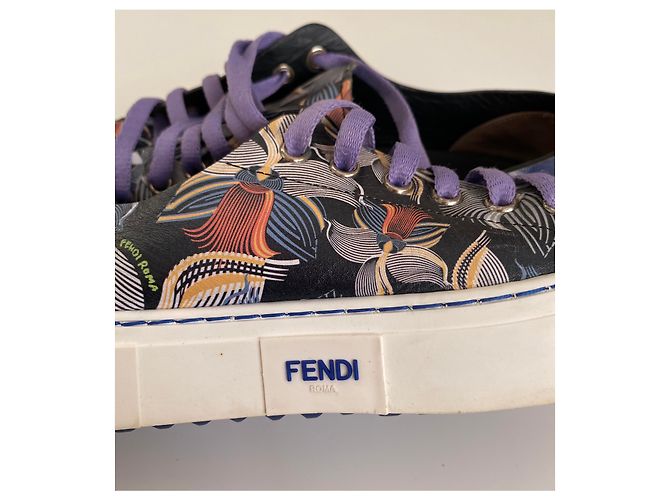 Baskets Fendi multicolores en cuir - vue 11