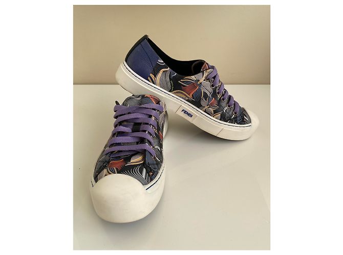 Baskets Fendi multicolores en cuir - vue 2