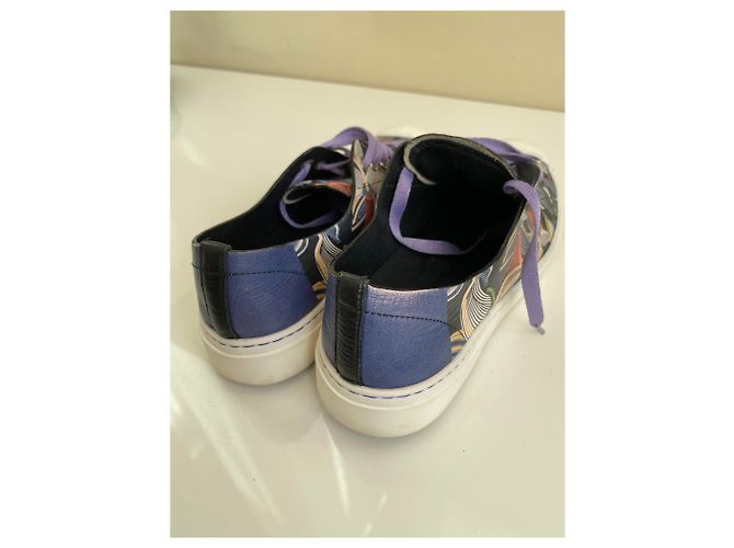 Baskets Fendi multicolores en cuir - vue 8