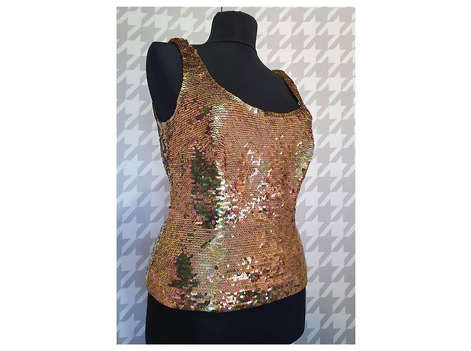 Autre Marque Canotta con paillettes Barbara Schwarzer Oro Multicolore D'oro - vista 2