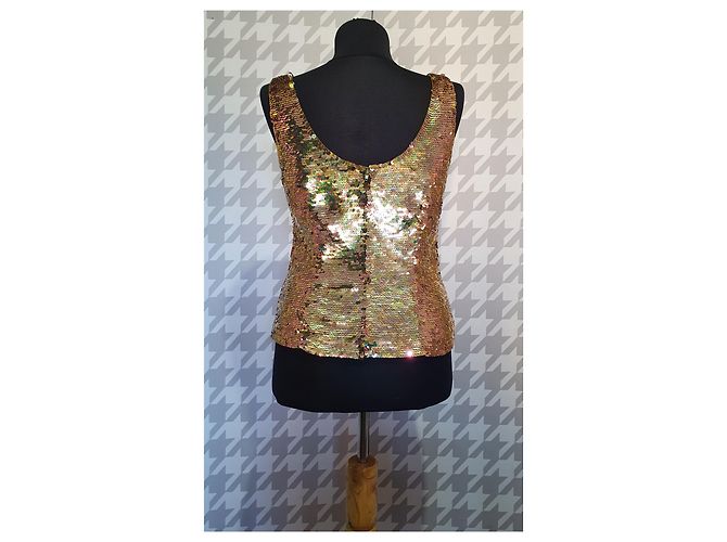 Autre Marque Canotta con paillettes Barbara Schwarzer Oro Multicolore D'oro - vista 3