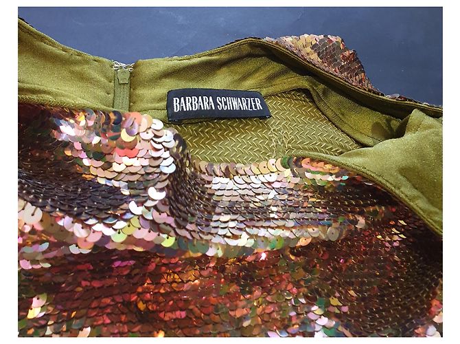 Autre Marque Canotta con paillettes Barbara Schwarzer Oro Multicolore D'oro - vista 4