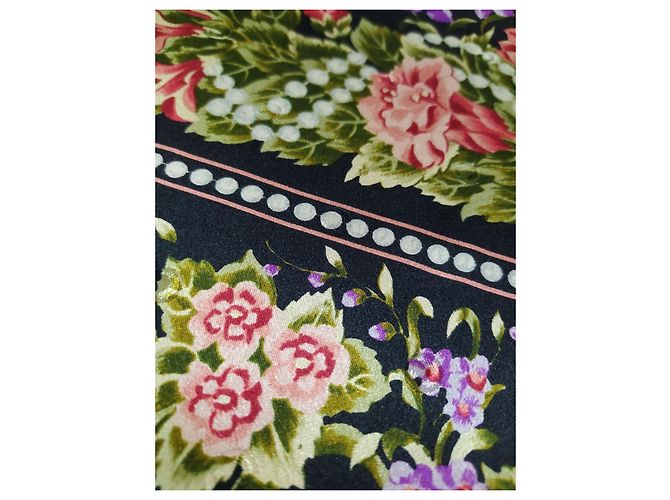 Foulard Nina Ricci in seta nero con motivo floreale e perle Rosa Bianco Rosso Verde oliva Pesca Lavanda Verde scuro - vista 3