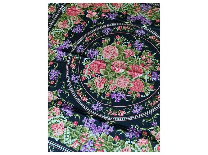 Foulard Nina Ricci in seta nero con motivo floreale e perle Rosa Bianco Rosso Verde oliva Pesca Lavanda Verde scuro - vista 4