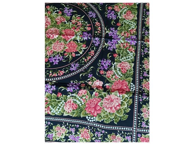 Foulard Nina Ricci in seta nero con motivo floreale e perle Rosa Bianco Rosso Verde oliva Pesca Lavanda Verde scuro - vista 5
