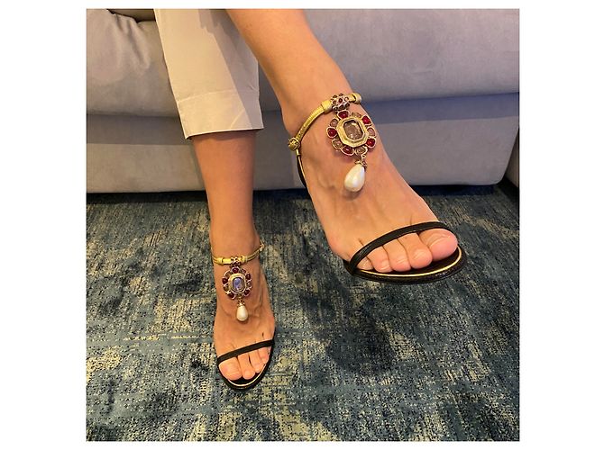 Chanel Sandalen Schwarz Golden - Ansicht 6