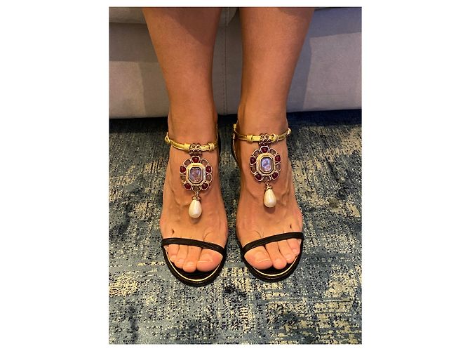 Chanel Sandalen Schwarz Golden - Ansicht 7