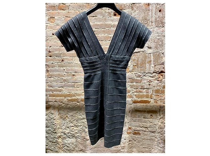 Vestido midi Herve Leger gris de rayón - vista 2