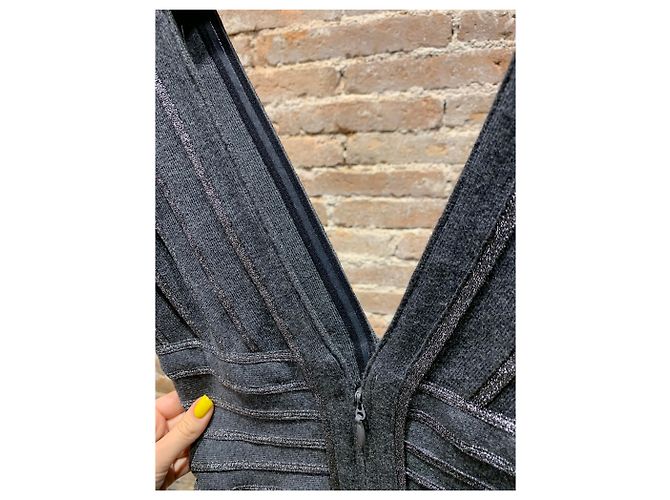Vestido midi Herve Leger gris de rayón - vista 3