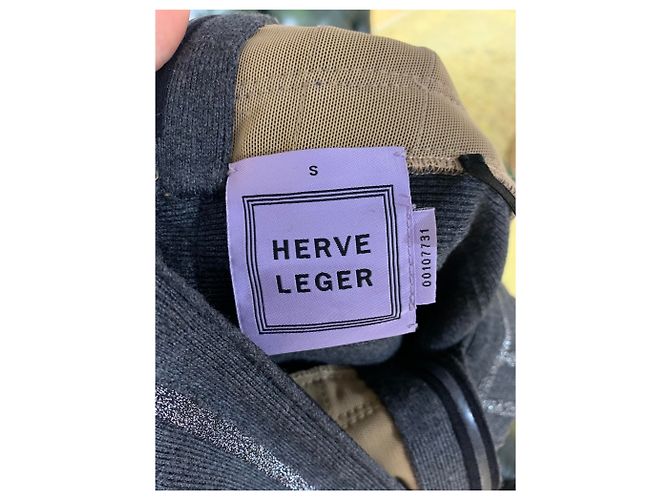 Vestido midi Herve Leger gris de rayón - vista 4