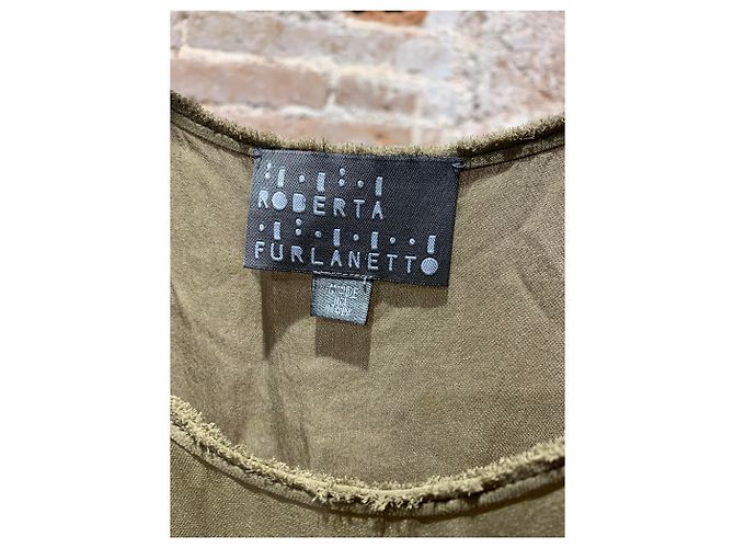 Autre Marque Transparenter Seidentop in Khaki - Ansicht 2