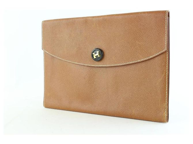 Busta Hermès Pochette Rio 7Hz1128 Pochette in pelle marrone - vista 2