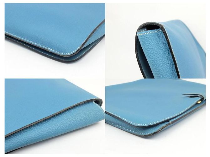 Hermès Jean Togo Portadocumenti Extra Large Portadocumenti Dogon Pochette in pelle blu - vista 10
