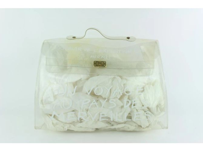 Bolso tote de vinilo blanco Hermès Kelly Translucent Souvenir de edición limitada - vista 2