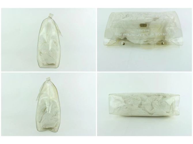 Bolso tote de vinilo blanco Hermès Kelly Translucent Souvenir de edición limitada - vista 9