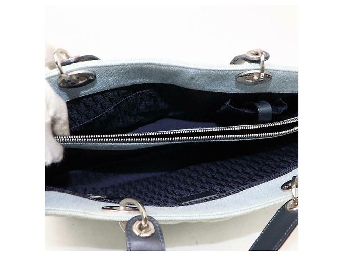 Dior Shopper Cannage trapuntata in denim azzurro - view 3