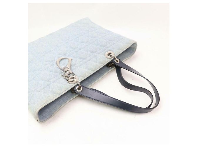 Dior Shopper Cannage trapuntata in denim azzurro - view 5