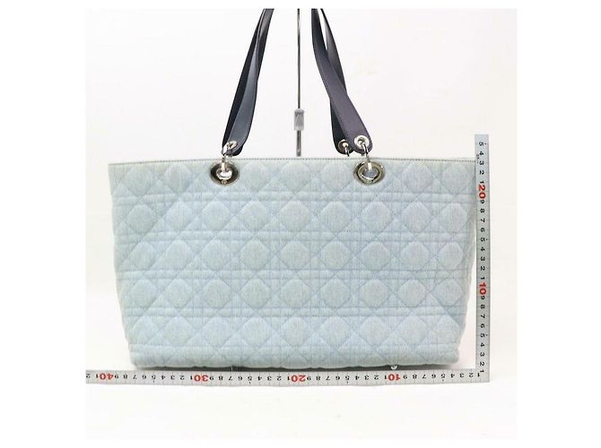 Dior Shopper Cannage trapuntata in denim azzurro - view 6