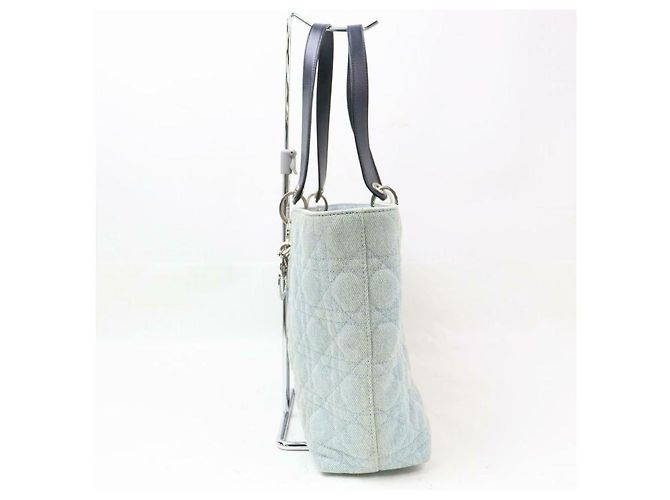 Dior Shopper Cannage trapuntata in denim azzurro - view 8