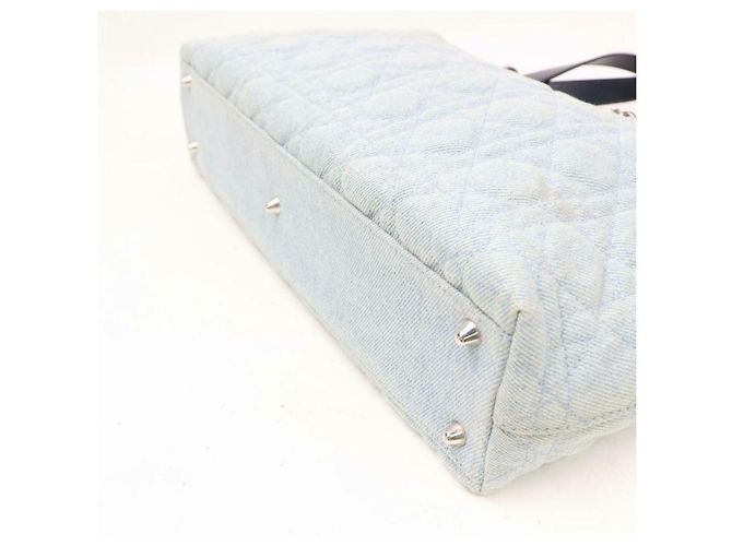 Dior Shopper Cannage trapuntata in denim azzurro - view 9