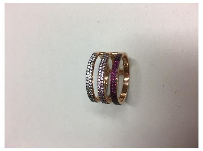 Autre Marque Anello a tripla fascia Kurshuni placcato oro rosa e zirconi Multicolore - vista 2
