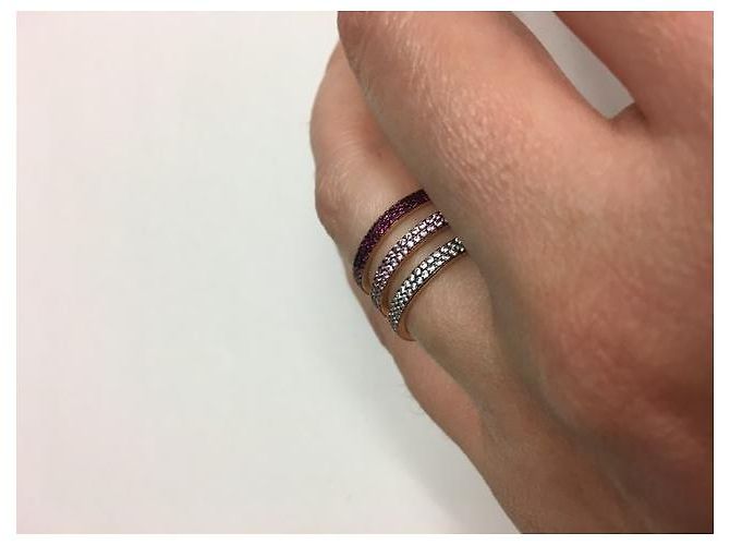 Autre Marque Anello a tripla fascia Kurshuni placcato oro rosa e zirconi Multicolore - vista 3
