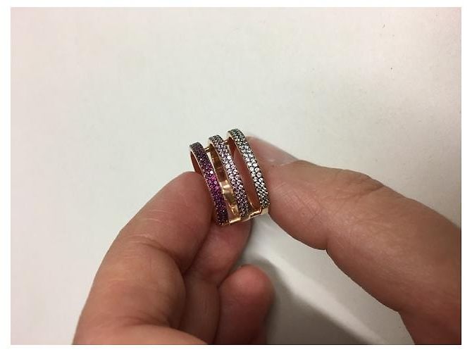 Autre Marque Anello a tripla fascia Kurshuni placcato oro rosa e zirconi Multicolore - vista 6