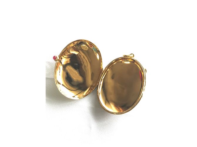 Chanel Medaillon Anhänger Goldfarben mit rotem Gripoix Stein Gold hardware - Ansicht 7