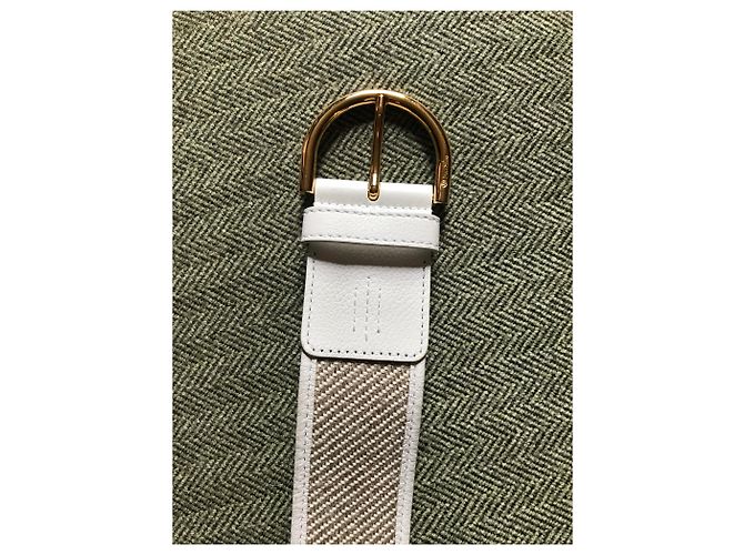 Cinturón reversible Loro Piana de cuero blanco y tweed - vista 4
