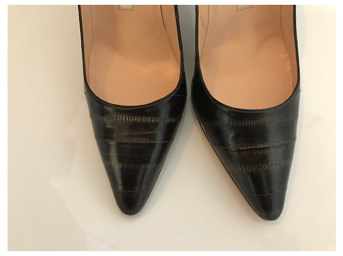 Décolleté Manolo Blahnik in pelle effetto serpente neri Nero - vista 3